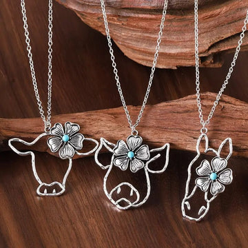 temu necklace Western Pig and Cow Fashion Necklaces so Cute!